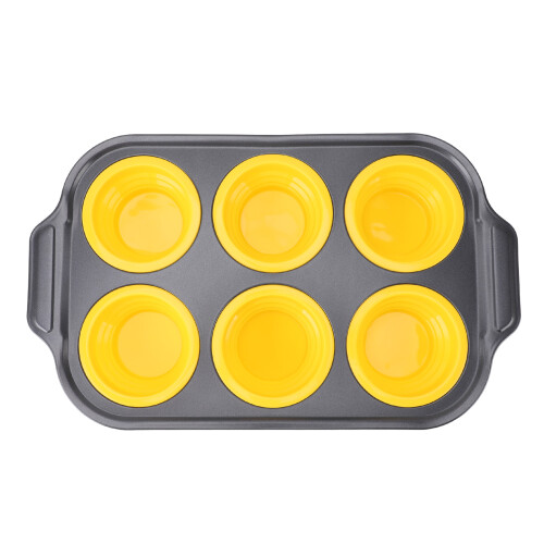 Foldable Silicone Cake Maker Tray 6 Cups Yellow, 31cm x 18.6cm 2