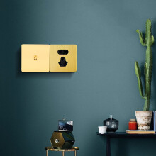 AC250V Wippenschalter 1G 2W, Goldene Frontplatte, 86x86mm
