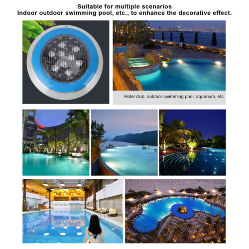 Waterproof 6000K White LED Pool Light, 24V, 9W, 215mm 2
