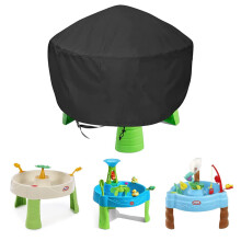 Kids Water Table Cover Waterproof Dust Proof UV Protection for Toddler Sand and Water Table Toys, Grey and Black