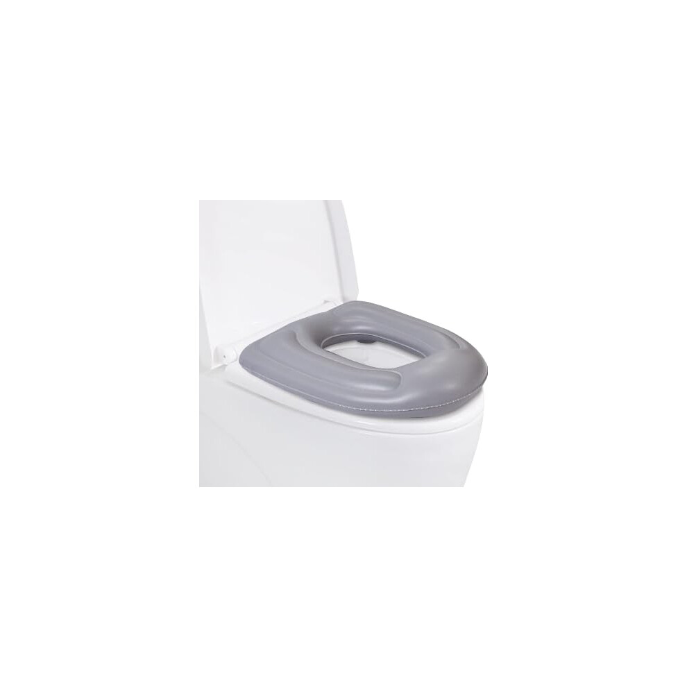 PVC Raised Toilet Seat Cushion 47x40x11cm Inflatable Donut Pillow with Suction Base Adjustable Height for Elderly Pain Relief