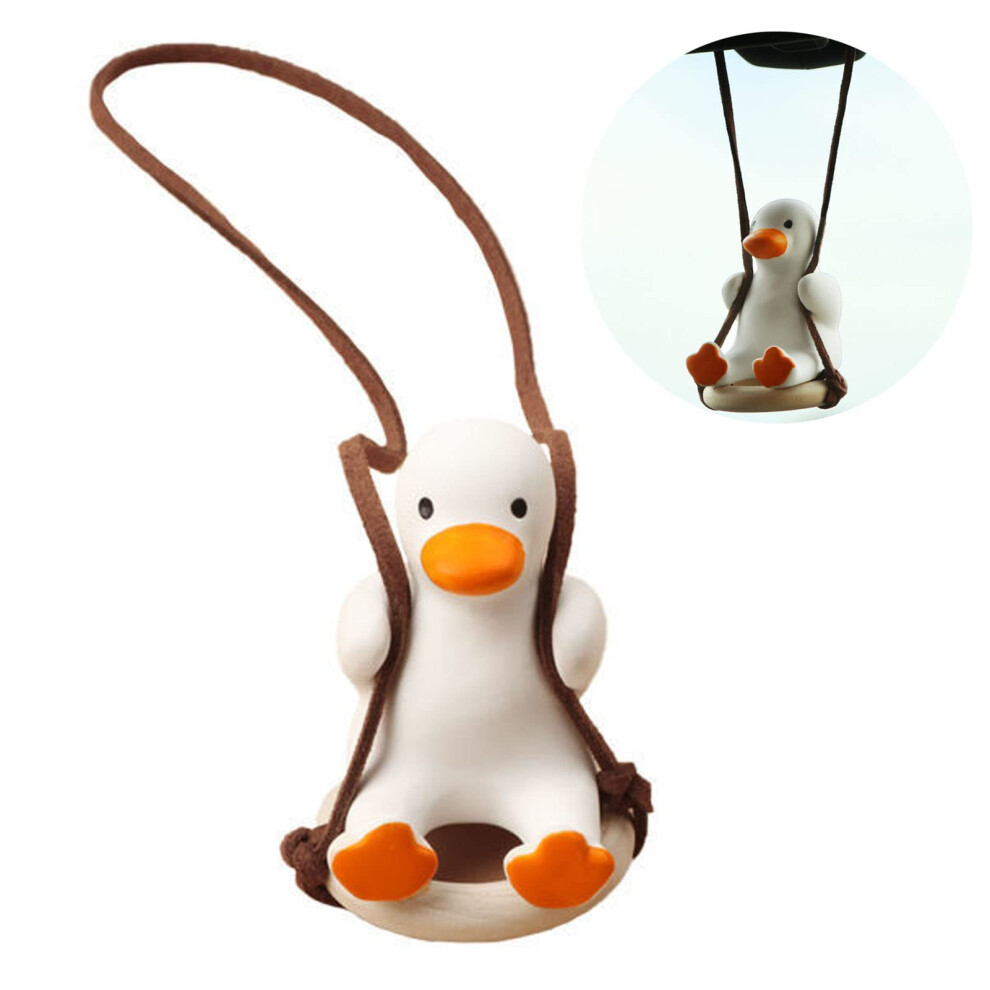 Swing Duck Car Hanging Ornament - Cute Flying Duck Pendant For Rearview Mirrors - Plaster Interior Decoration Accessory 9084446794755