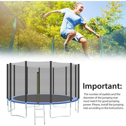 Round Trampoline Mat Replacement 16ft Durable Weather Resistant Jumping Mat for 6 Models Black 2