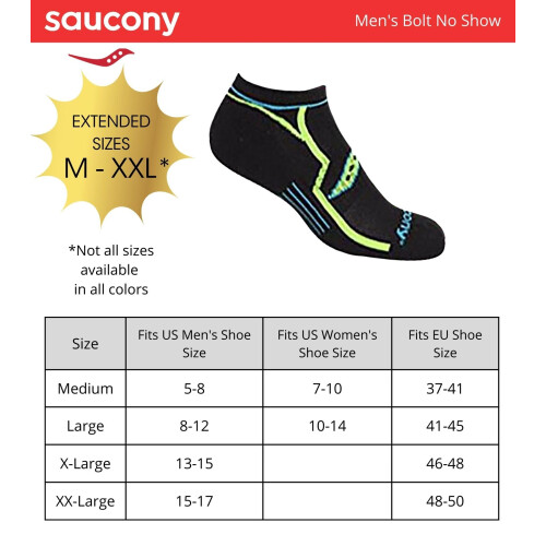 Saucony Ανδρικές Κάλτσες Performance No-Show, Μαύρες (6 Ζευγάρια), Μέγεθος Παπουτσιών: 8-12 2