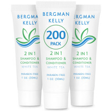 BERGMAN KELLY - Ταξιδιωτικό Σαμπουάν & Μαλακτικό 2 σε 1 - 1 fl oz, 200 PK, Λευκό Τσάι