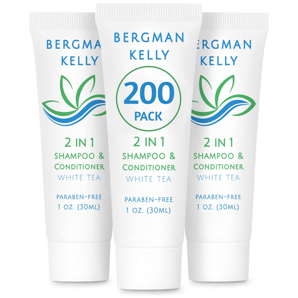 Bergman Kelly White Travel Size Shampoo & Conditioner 2 In 1 (1 Fl Oz 200 Pk Tea) Delight Your Guests With Revitalizing And Refreshing Shampoo Amen