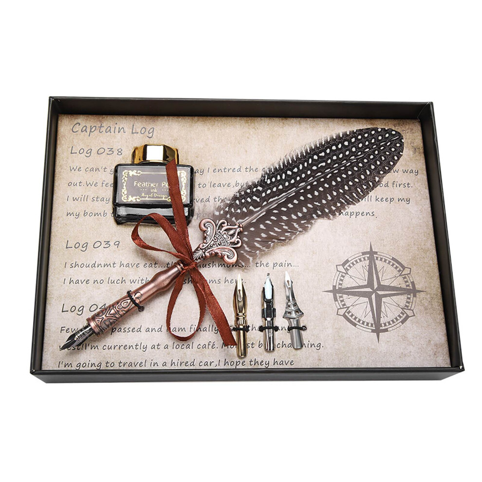 Retro Classical Fountain Pen Feather Dip Pen Ink Black 8320539980980
