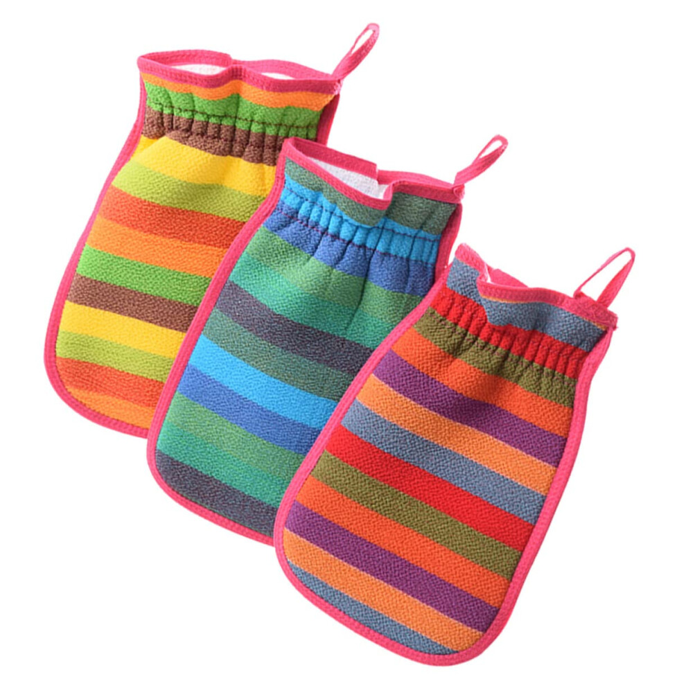 3pcs Exfoliating Bath Mitt Set Double-Sided Scrub Gloves for Deep Cleansing Gentle Exfoliation in Random Colors
