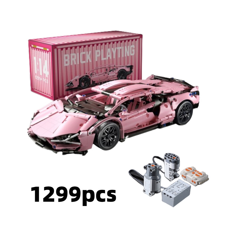 ( Remote Control) Building Block Lamborghini Remote Control Racing Car Model Gifts Toy Set Pink/Light