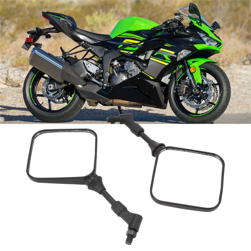 Folding Street Bike Atv Rearview Mirrors 360 Degree Wide Viewing Square Design 4661347883693