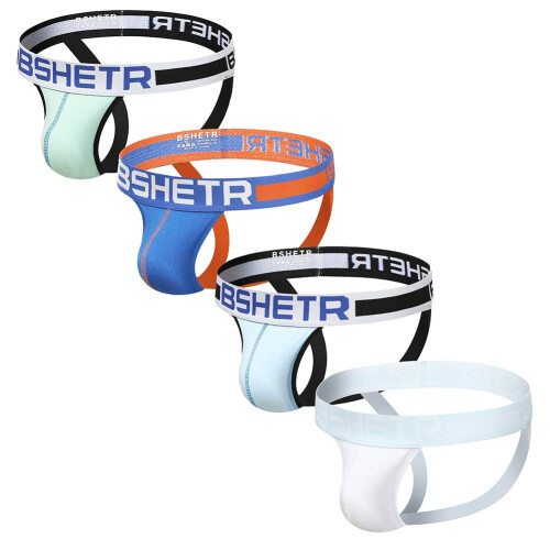 BSHETR Ανδρικά Εσώρουχα Jockstrap, 4-Pack Βαμβάκι Χαμηλής Μέσης