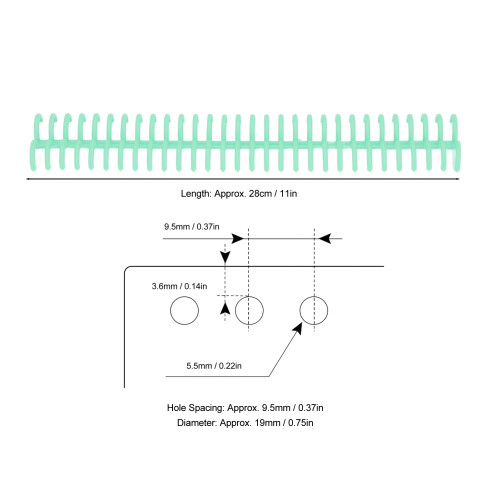 10pcs Green 19mm Plastic Binding Spines, 150 Sheets, A4/B5/A5 1