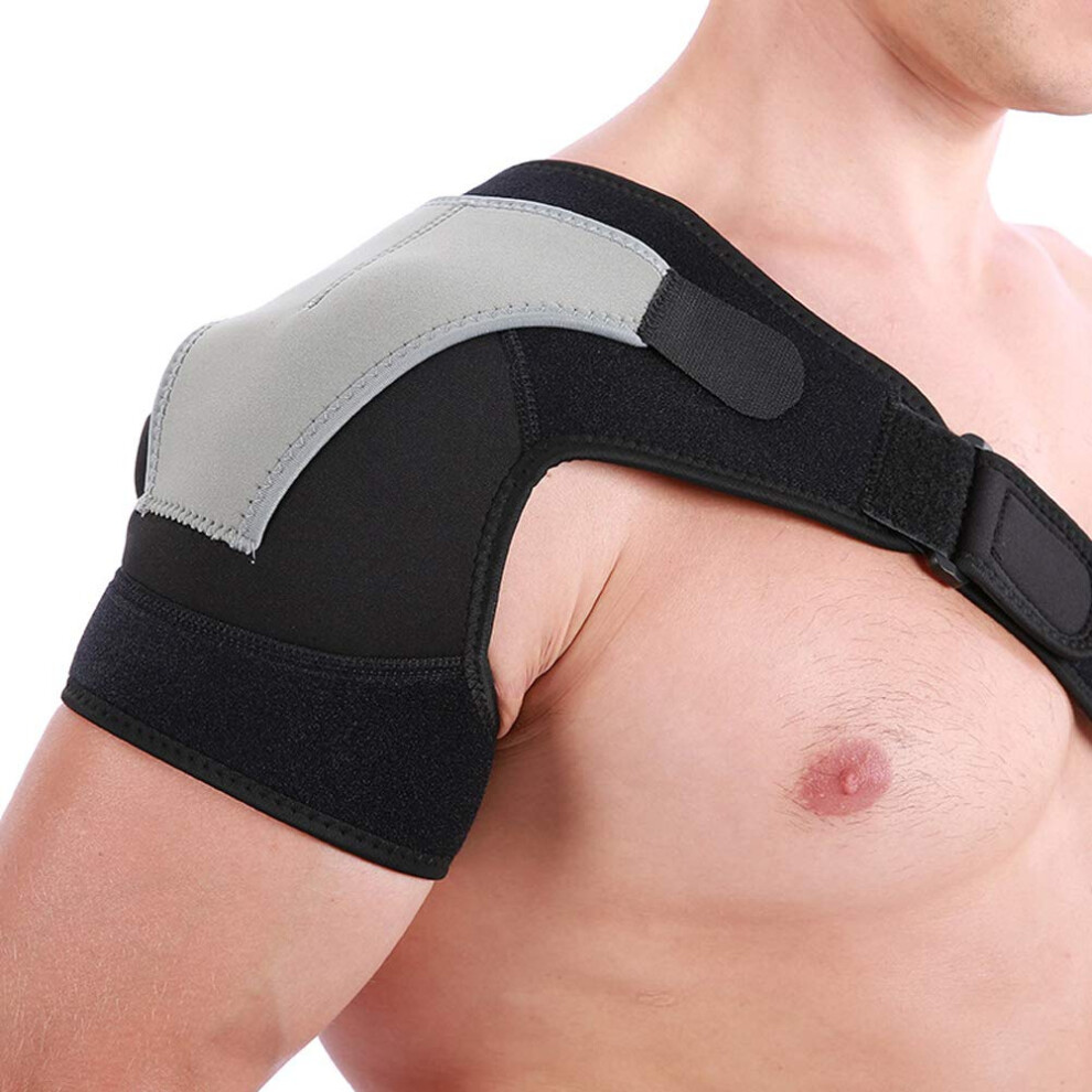 Shoulder Brace for Right Shoulder, Adjustable Arm Sling with Gray Protective Pad for Sports and Injury Recovery