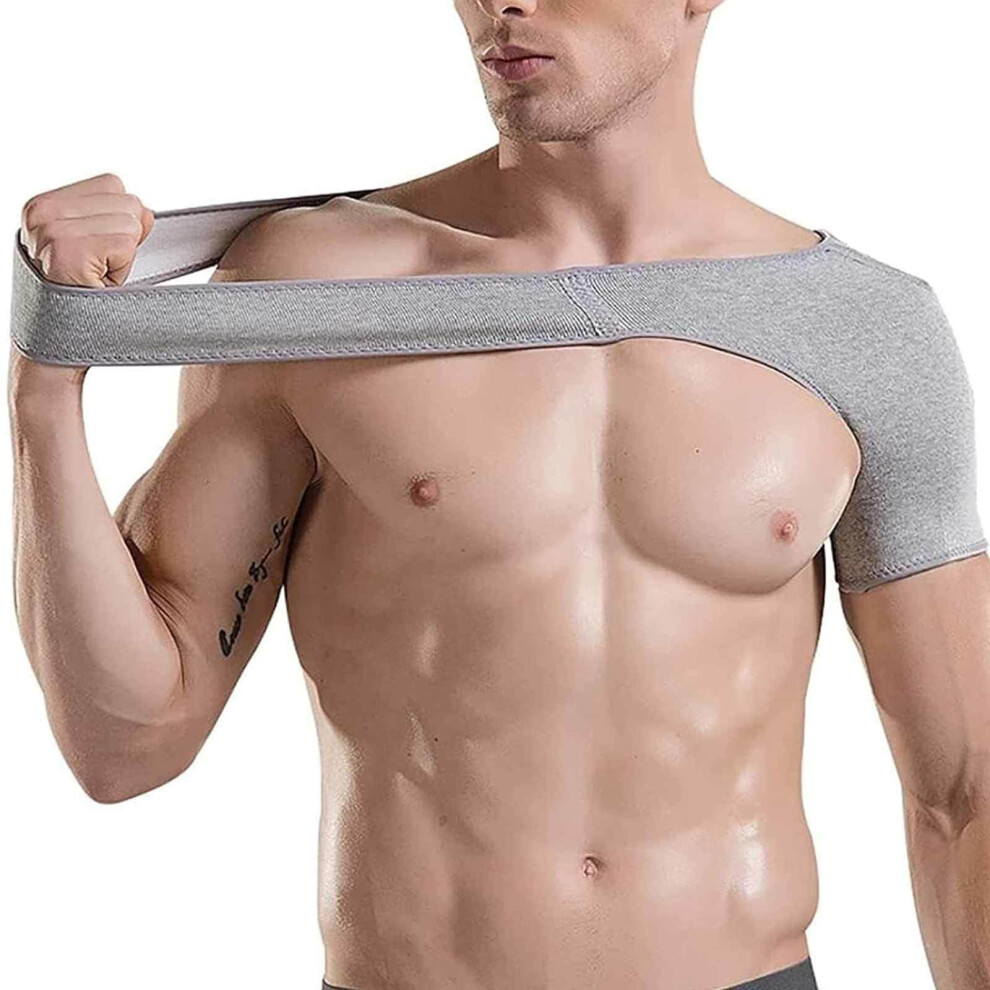 Grey Sports Shoulder Brace For Men And Women, 2 Pack Elastic Compression Wrap For Torn Rotator Cuff, Tendonitis, Dislocation, S