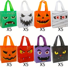 (40PCS/8 colors packaging) Halloween Gift Bags & Shopping Bags - Trick or Treat Tote Bags, Foldable Non-Woven Fabric with Sturdy Handles, 7.87x7.67x3.54 Inches