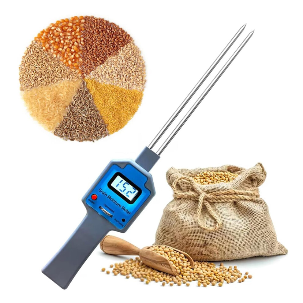 Handheld Grain Moisture Meter Portable For Barley Corn Hay Oats 5-25% Range 0.3 Accuracy -10 To 42C Working Environment 9016109716781