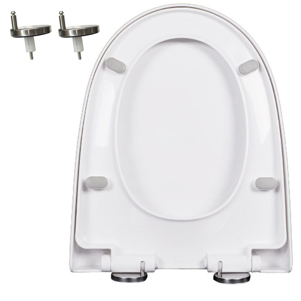 Slow Close Toilet Seat White Pp Cover With Quiet-Close Lid 360 Adjustable Hinge 47X37cm One-Click Quick Release 9016109716798