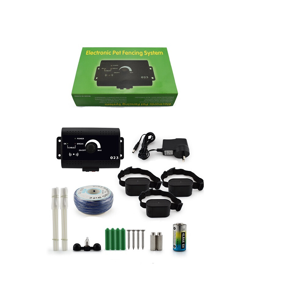 (EU Three Dogs) Electric Dog Wireless Fence System Fencing Boundary Pet Containment Secure Safe-image-OPC-PKDC89R-NEW