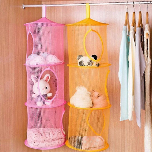 Blue 3 Shelf Hanging, Kid's Toy Storage Net Bag