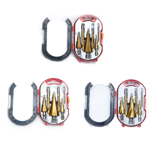 Triangular Shank Straight Groove Step Drill Saw Drill-Set two 1