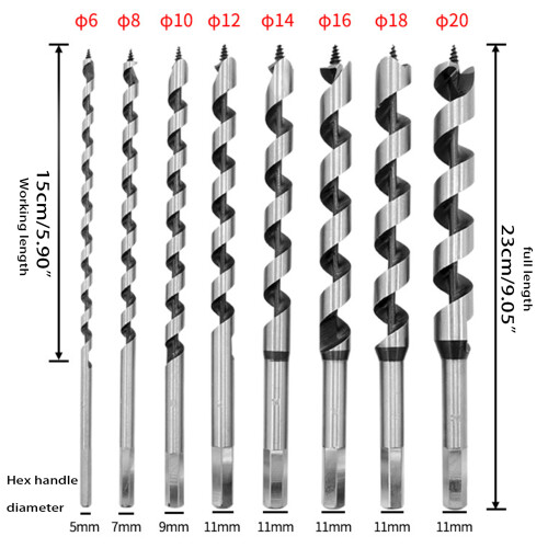 6-20mm Durable High Carbon Steel Hex Shank Long Auger Drill Bit 1