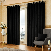 (Black, 90" x 90") Thermal Insulated Curtains Ringtop Eyelet Velvet Crushed Curtain Pair with 2 Tiebacks