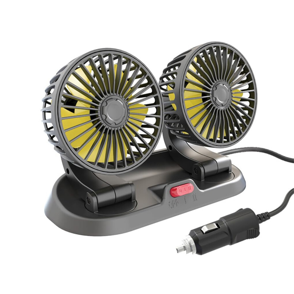 Car Dashboard Fan Dual Head 12V Electric Rotating Air Circulation Cooler With Self-Adhesive Mount For Vehicles 6038364217127