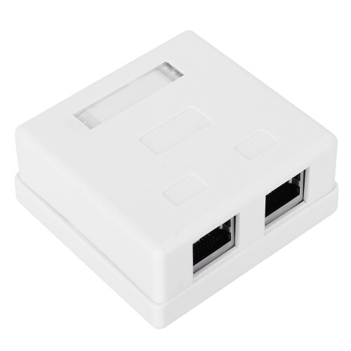RJ45 Ethernet Wall Jack 8P8C 2-Port Surface Box Easy Installation White 1
