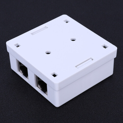 RJ45 Ethernet Wall Jack 8P8C 2-Port Surface Box Easy Installation White 2