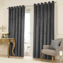 (Grey, 90" x 90") Thermal Insulated Curtains Ringtop Eyelet Velvet Crushed Curtain Pair with 2 Tiebacks
