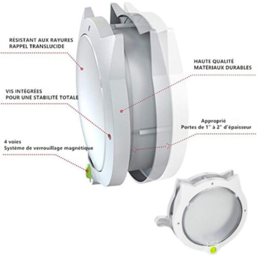 Automatic Cat Flap Door with 4 Locking Modes, Safe Plastic Construction, Easy Installation, White Pet Access Door 2