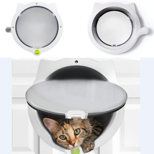 Automatic Cat Flap Door with 4 Locking Modes, Safe Plastic Construction, Easy Installation, White Pet Access Door 1
