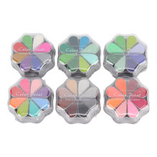 6 Pcs Washable Ink Pad Petal Shape 48 Metal Colors