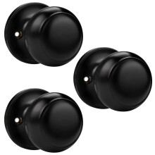 Probrico Flat Black Dummy Door Knobs Non Turning Round Single Dummy Door Knobs Handles for Closet French Door 3 Pack