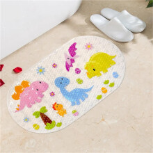 Cartoon PVC Bath Mat with Suction Cups, Soft Multi-Color Shower Pad for Kids, Transparent Dinosaur Design