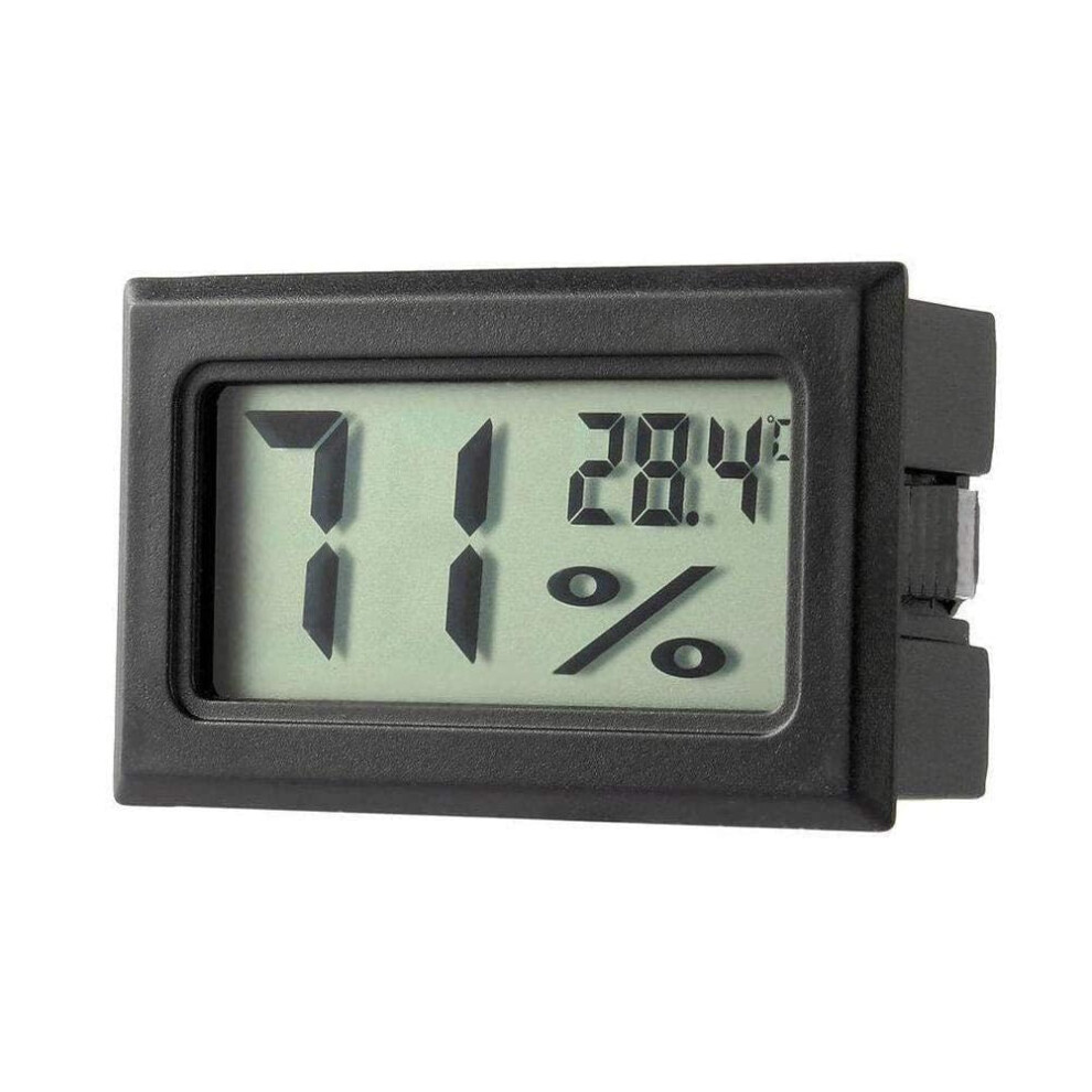 Embedded Thermohygrometer FY-12 Mini Electric Digital LCD Display with Probe Black Free Size for Home and Office Use