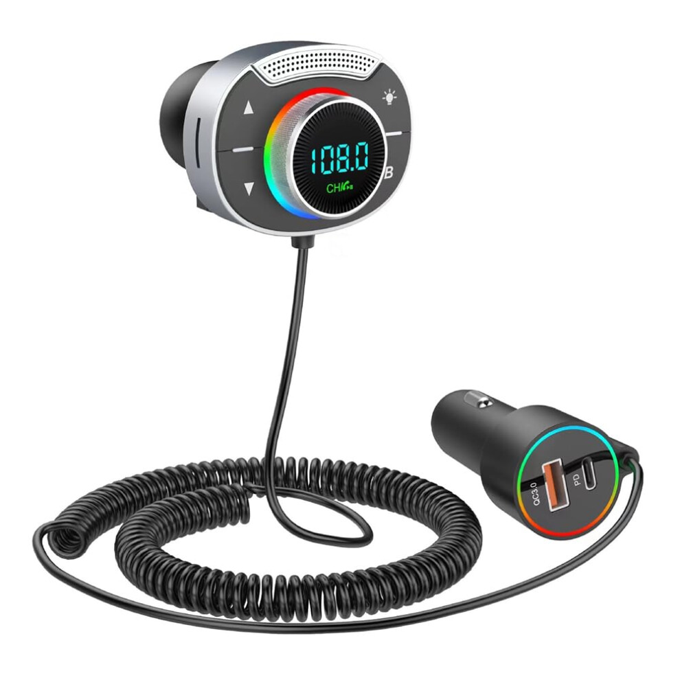 Car Bluetooth 5.0 Fm Transmitter With Pd 30W Qc3.0 Fast Charger, Wireless Handsfree Audio Receiver, Mp3 Music Player 9016109718396
