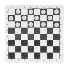 Portable PU Leather Checkers Set, Foldable Board for Kids & Adults, Black