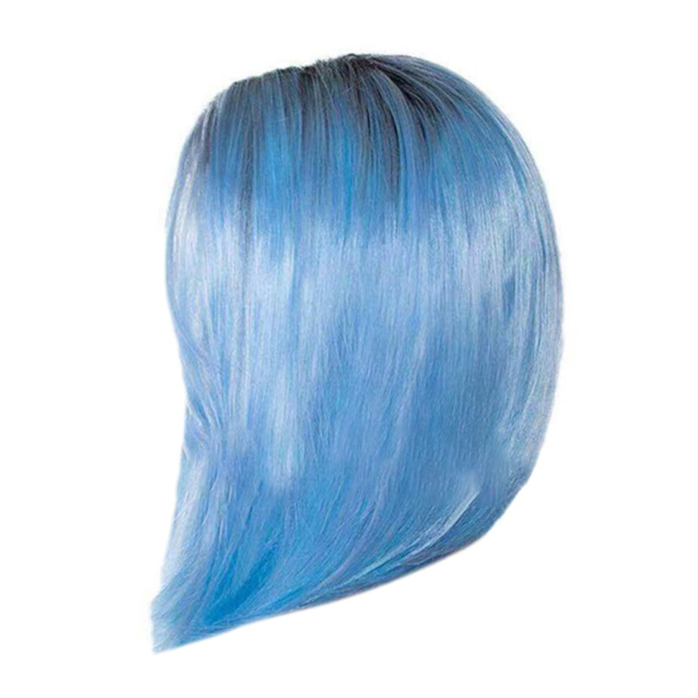 Unisex Blue Synthetic Short Wig Hair Headband For Women, Fashionable Elegant Hairpiece, Lightweight And Comfortable Headdress