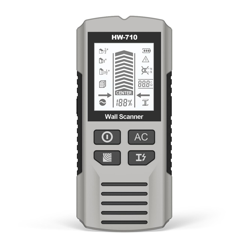 Digital Metal Detector Wall Scanner With Lcd Display, 3 Scan Modes, 2.4"-3.2" Depth, For Wood, Metal, And Ac Wire Detection, Gray 6038364219244