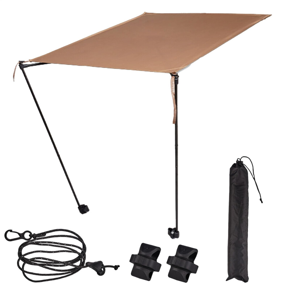 Camping Chair Canopy with Sunshade Umbrella, Portable Heavy Duty Lounge Chair for Beach, Tailgates, Hiking, Khaki Color-image-OPC-PKDCYDP-NEW