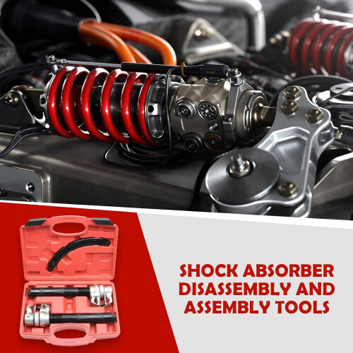 Coil Spring Compressor Kit for Shock Absorber Springs, Safety-Locked Tool for Engine Brake Steering Valve Fork Compatibility 1