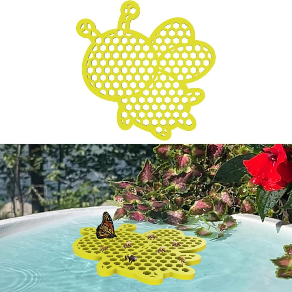 Floating Bee Island Foam Watering Station - Butterfly Feeder and Pollinator Catcher Cups for Outdoor Garden Decor, Yellow-image-OPC-PKDD6Z6-NEW