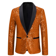 (XL)Mens Sequin Glitter Wedding Party Shawl Collar Blazer Jacket