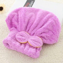 2pc Bathroom Products Microfiber Ultra Absorbent Hair Drying Cap Hair Towels Wrap Towel with Bow Tie,bathroom Accessories