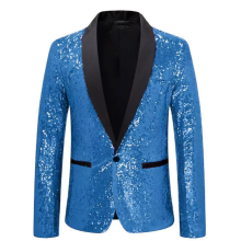 (XL)Mens Sequin Glitter Wedding Party Shawl Collar Blazer Jacket