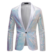 (M)Mens Sequin Glitter Wedding Party Shawl Collar Blazer Jacket