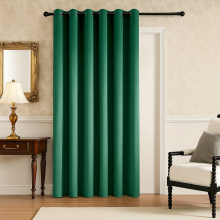 (Green, 66" X 84" Single Panel Door Curtain) Thermal Insulated Curtains Ringtop Eyelet Velvet Crushed Curtain Pair with 2 Tiebacks