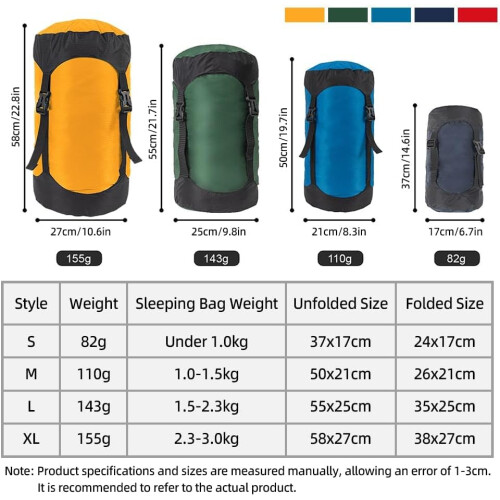 Compression Sack for Sleeping Bag Storage - Small 5-35L 40D Ripstop Fabric, Waterproof, Blue Color 1