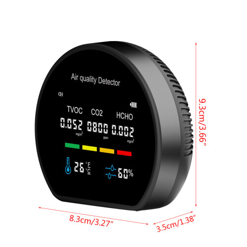 CO2 Meter TVOC HCHO Analyzer Temperature Humidity Sensor-Silver 2